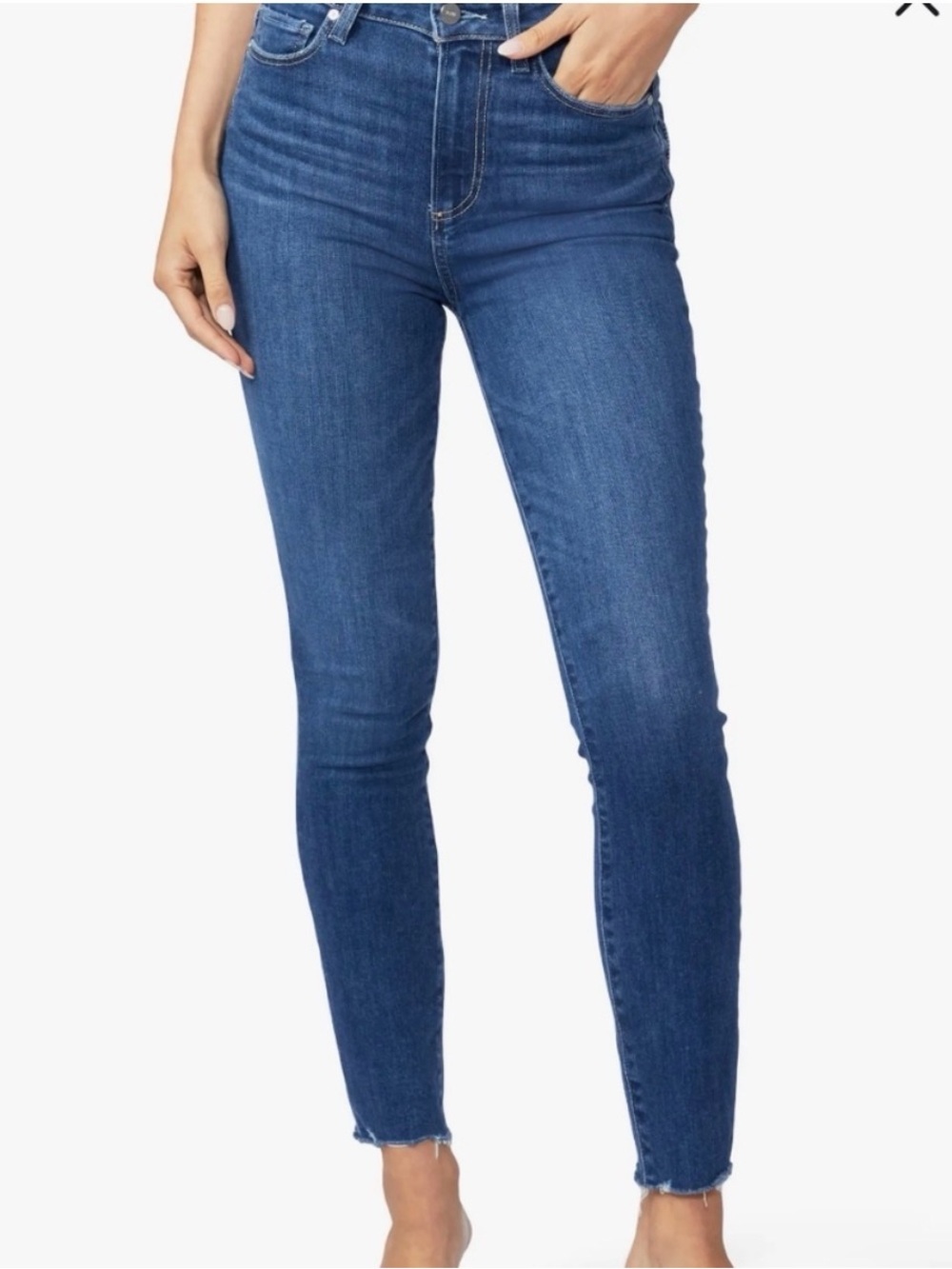 PAIGE Margot Ankle Jeans Womens 27 High Rise Raw Hem Stretch Denim